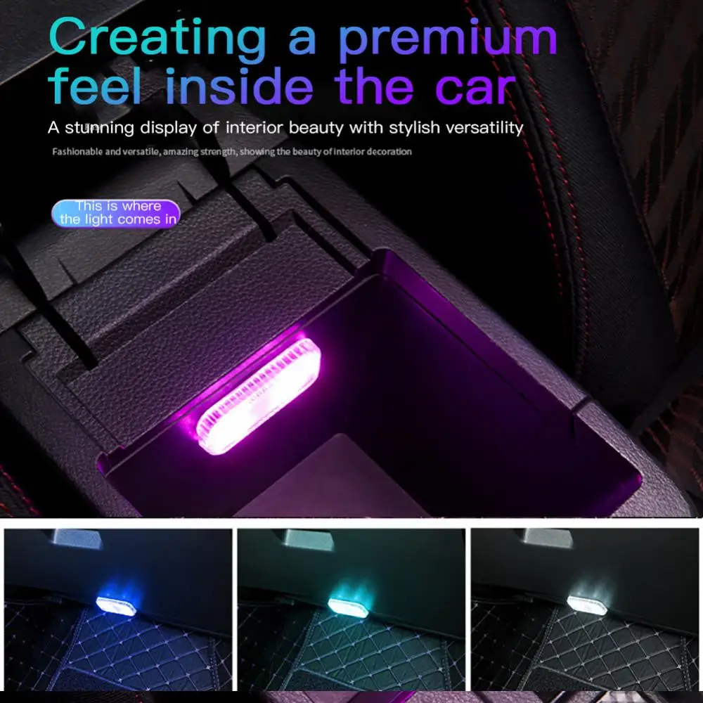 

Mini Colorful Light Rechargeable Night Light Car Usb Charging Auto Interior Decorative Roof Emergency Light Car Accessories 6led