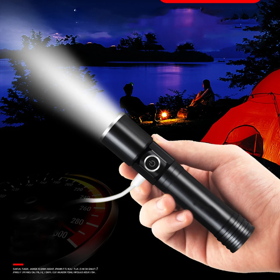 

Led Flashlight Working Light Torch Zoomable Aluminum Waterproof for Camping LanternXM-L T6 Tail Magnet Built in 18650 Battery