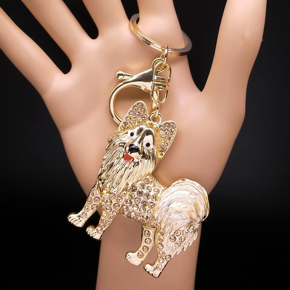 

Creative Shetland Sheepdog Dog Keyring Holder Rhinestone Metal Alloy Pet Lover Handbag Purse Pendant Car Holder Keychain Jewelry