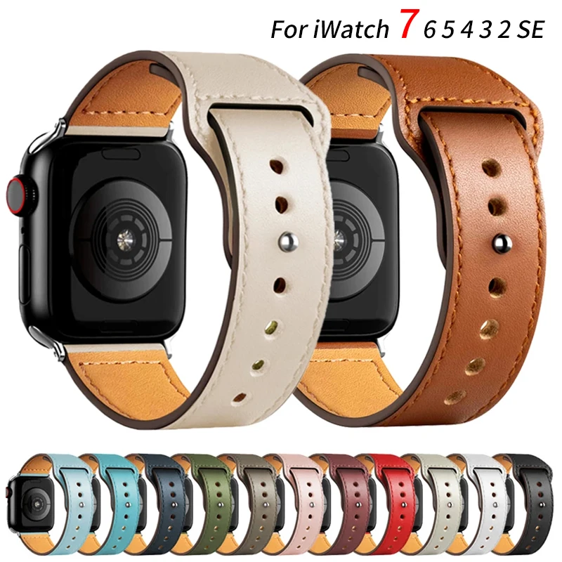 

Leather band For Apple watch seres 7 45mm 41mm Accessories wristband bracelet iWatch 6 se 5 4 3 44mm 40mm 42mm 38mm 44 mm strap
