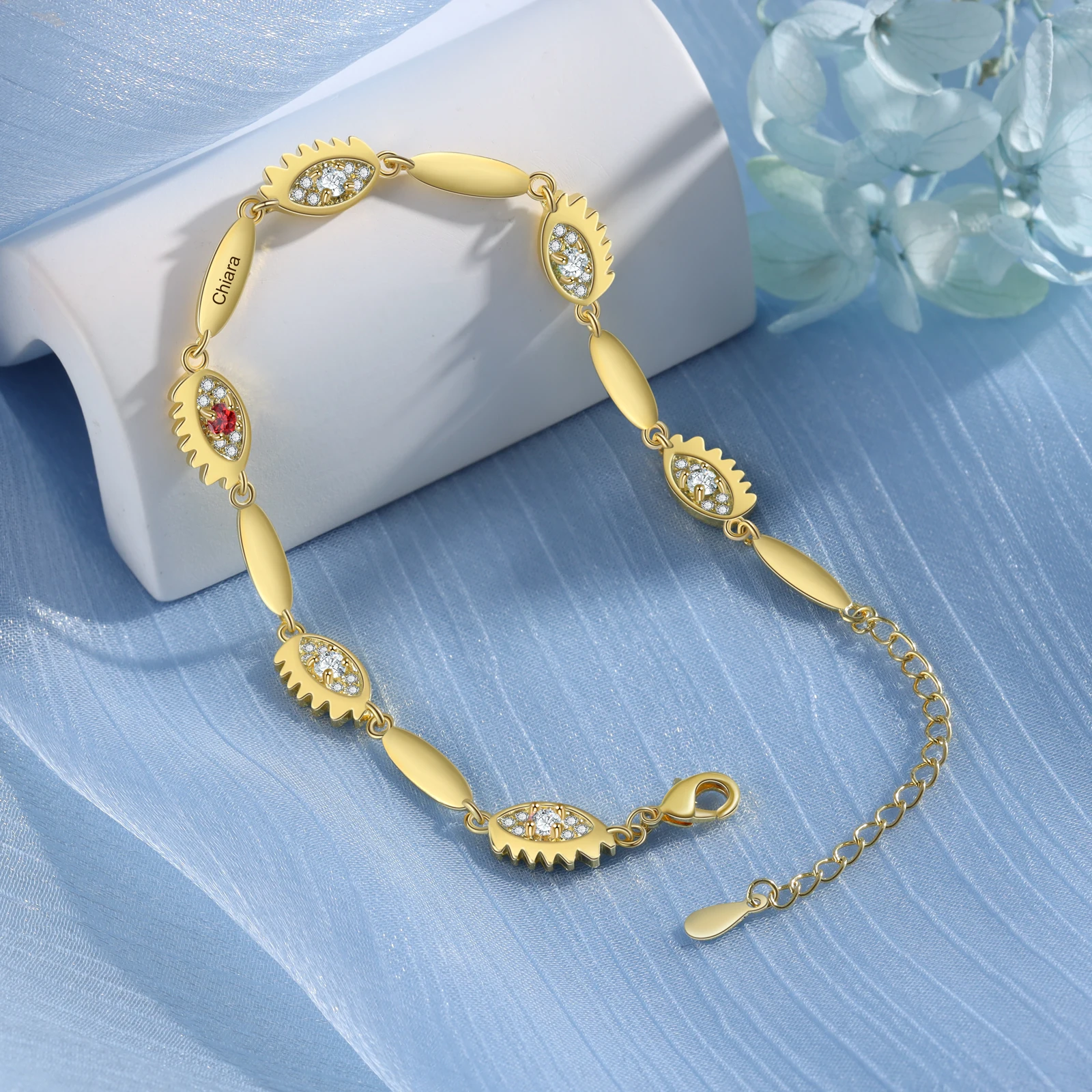 Персонализированный браслет для бара браслеты золотого цвета с именем и камнями