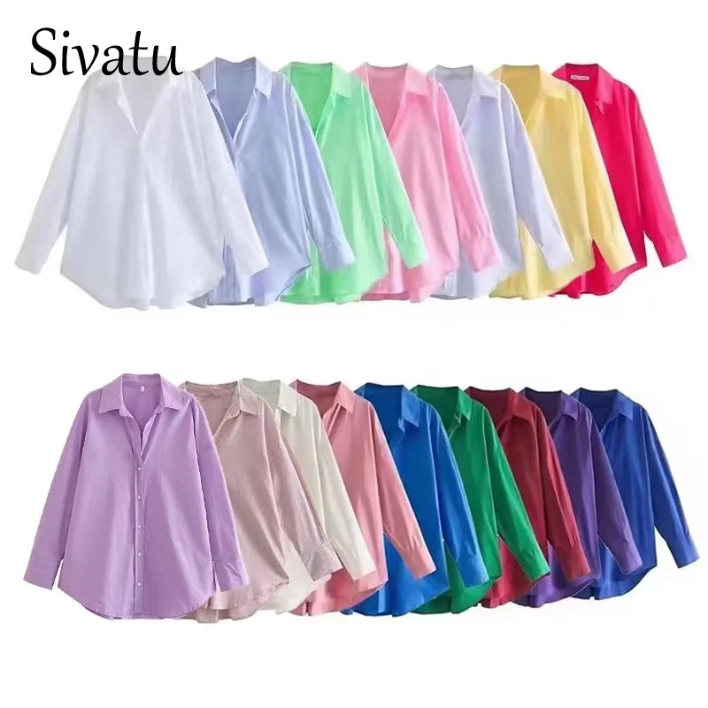 

Sivatu Traf Office Lady Poplin Fashion Woman Blouse 2023 Long Sleeve Elegant Luxury Tops Mark Chic Vintage Harajuku Women Shirts
