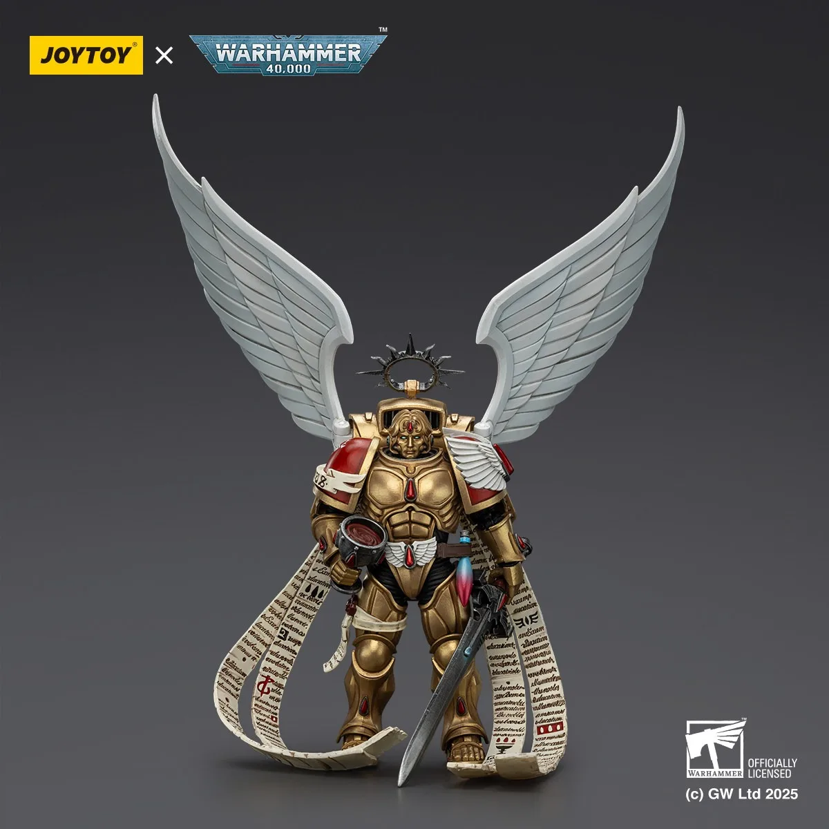Фото Фигурки JOYTOY Warhammer 40k 1/18: Blood Angels The Sanguinor с мечом Encarmine Broadsword, модель-игрушка, подарок для мальчиков, 3,75 дюйма №1