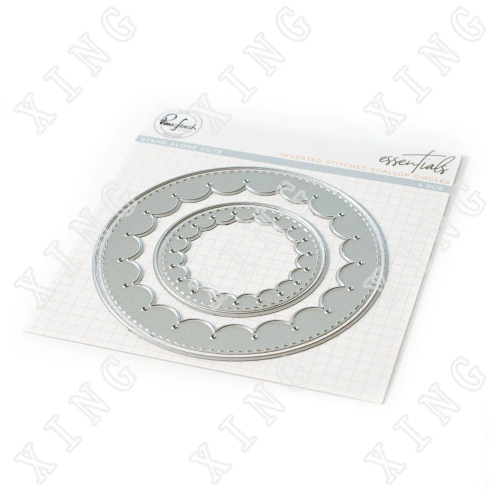 

2023 Spring Inverted Stitched Scallop Circle Frames Cutting Dies Frames Diy Paper Cards Scrapbooking Decoration Embossing Molds