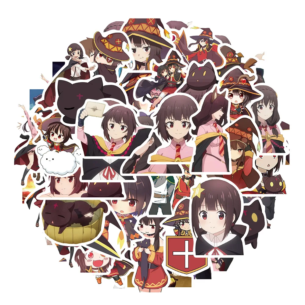 10/30/50 шт. Kawaii Megumin аниме наклейки Kazuma наклейка эстетика скейтборд чемодан телефон