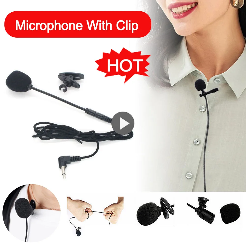

Portable Mini Stereo HiFi Sound Quality Microphone 3.5mm Microphone Noise Reduction Condenser Clip-on Mic Wired For Phone Laptop