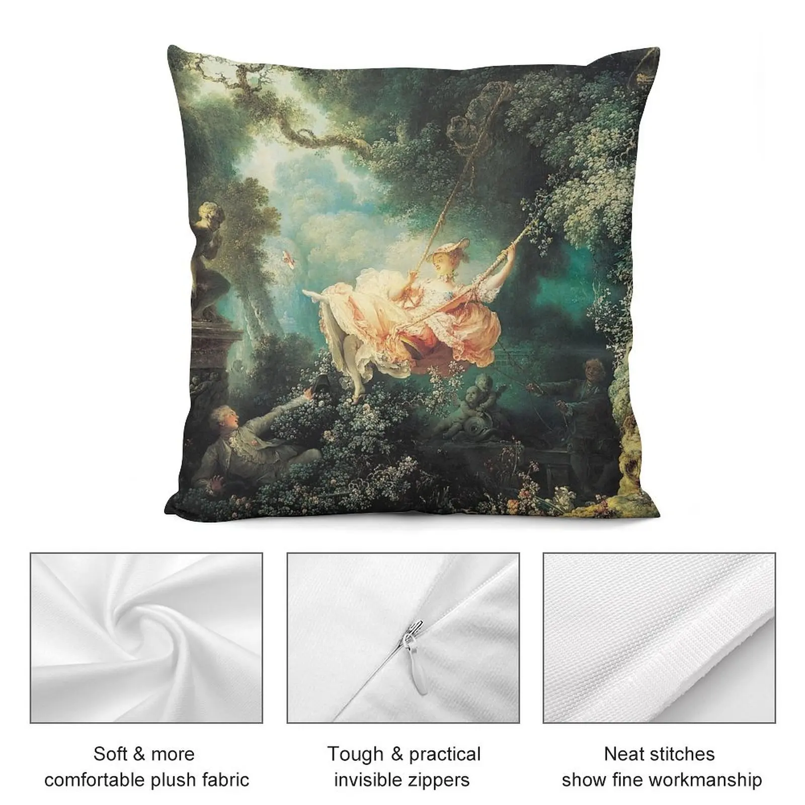HD. The Swing изготовитель: Jean Honor Fragonard декоративная подушка высокой четкости
