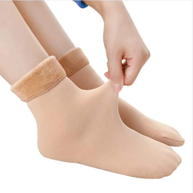3Pairs New Velvet Women Socks Soft Casual Solid Color Sock Winter Warm Thicken Thermal Wool Cashmere Home long sock Floor Sock