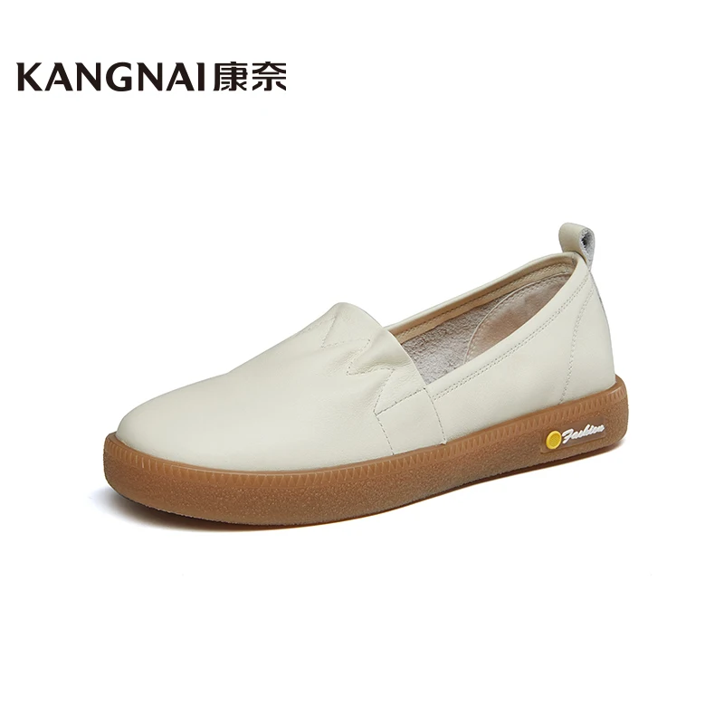 

Kangnai Loafers Women Genuine Cow Leather Moccasin Round Toe Slip-On Comfortable Female Penny Flats