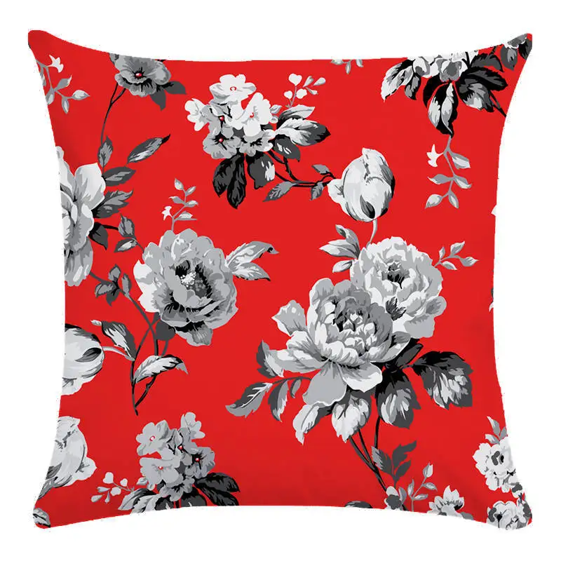 

Pillowcase Home Decor Black White Red Pillowcase Flowers Cushion Cover Pillowcase Decor Sofa Cushion