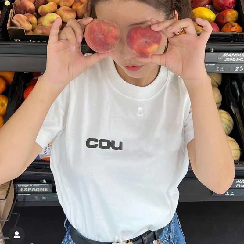 

Korean Women T-shirt Round Neck Short Sleeve Fashion Top Classic Summer Print Casual Tee