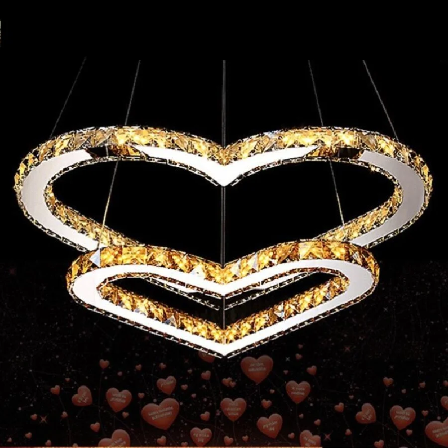 Heart chandelier Living room Bedroom Kitchen Dining room stainless steel chandeliers Indoor home Crystal led chandelier rings