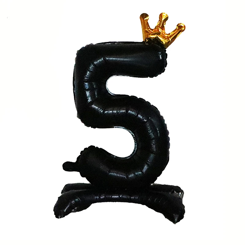 

Гигантский черный фольгированный шар 0-9 с золотой короной