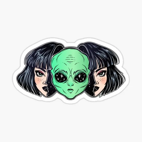 

Colorful Vibrant Portrait Of An Alien Fr 5PCS Stickers for Stickers Cartoon Decorations Water Bottles Bumper Anime Print