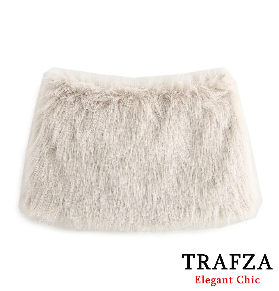 TRAFZA женская модная лохватая мини-юбка сексуальная пушистая короткая юбка на