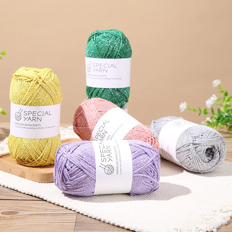 Хлопковая Акриловая Чесаная Пряжа Ручное Вязание Высокая Прочность Серебряная