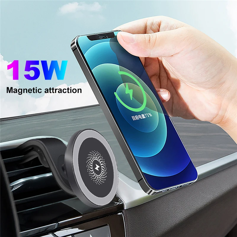 

15W Qi Wireless Car For iPhone 13 12 Pro Max Charger Magnetic Wireless Charging Car Phone Holder Mount Fast Charging Station