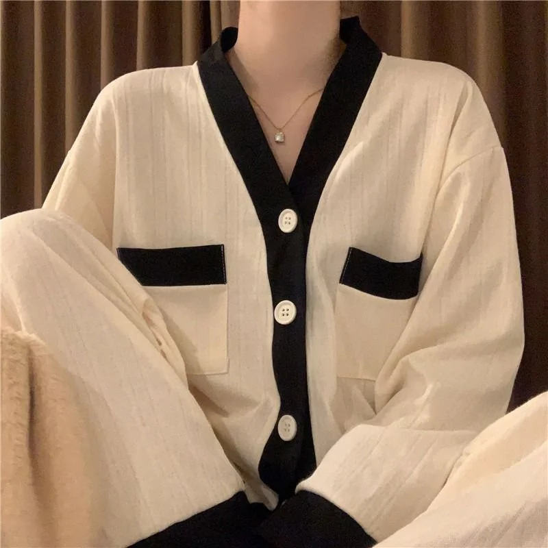 Pajamas Set Sexy Sleepwear For Women Full-Length Stripe Shirt Pyjama Women's Autumn 2022 Fashion Soft Princess Homewear