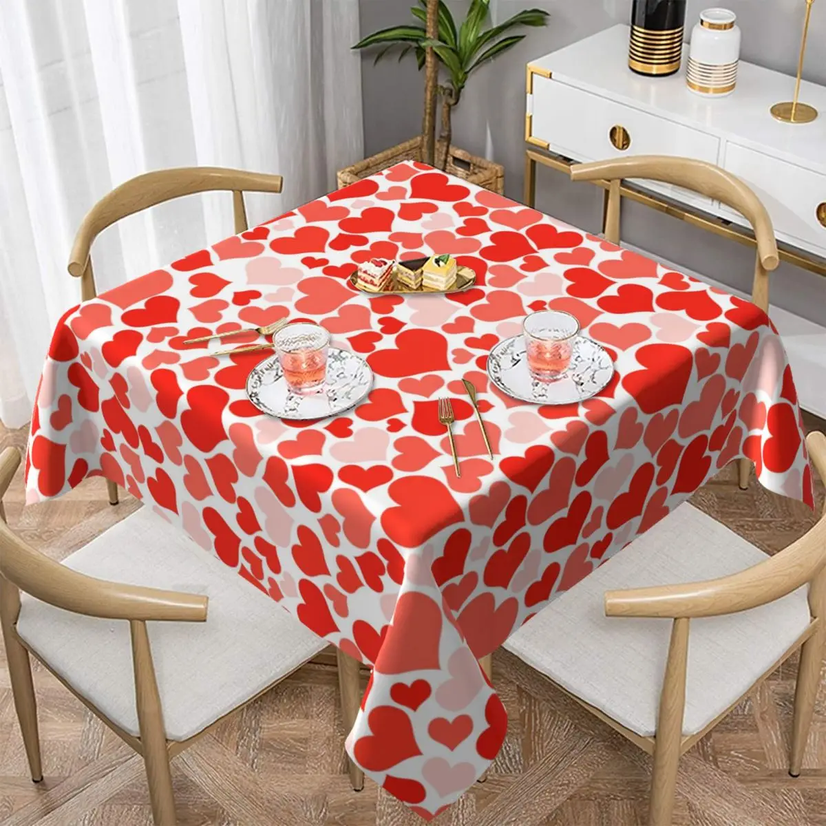 

Heart Theme Style For Restaurant Party High Quality Water Repellent Fabric Tablecloth Can Be Customized