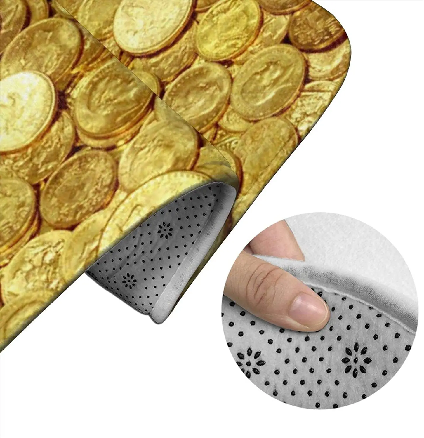 

Gold Coins Amazing Printed Bathroom Mat Sets 3 Piece Set Rugs Memory Foam Mat Set Toilet Seat Cover Bath Mat lid Cover