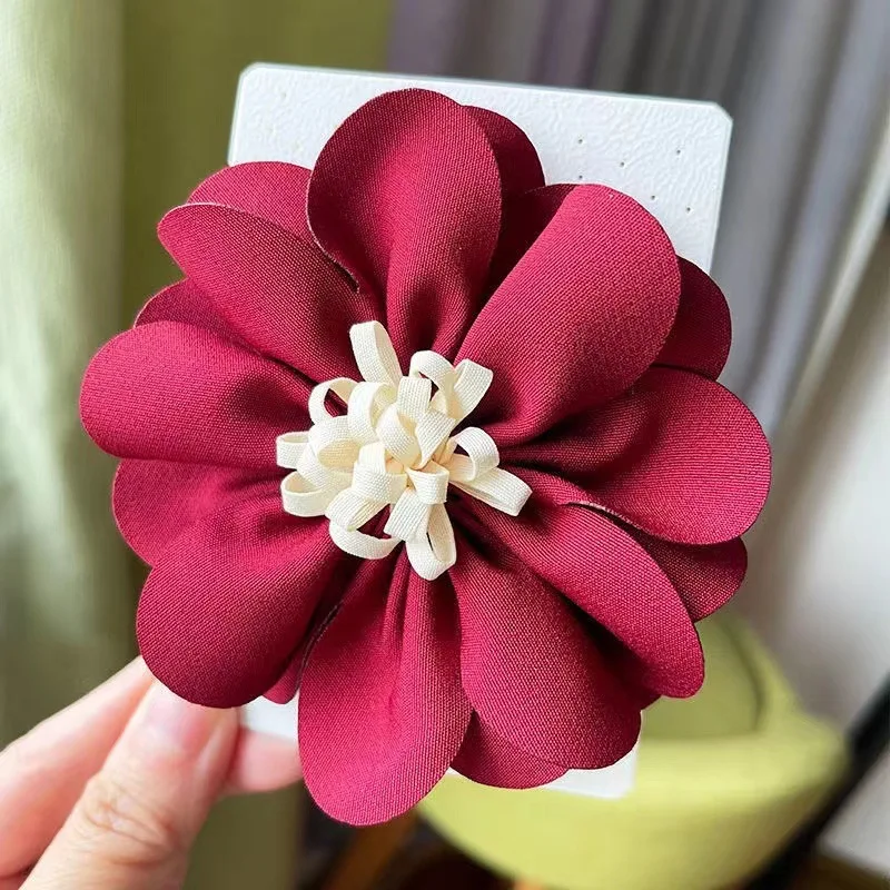 Корейский большой красный желтый розовый зажим для волос в виде цветка конского