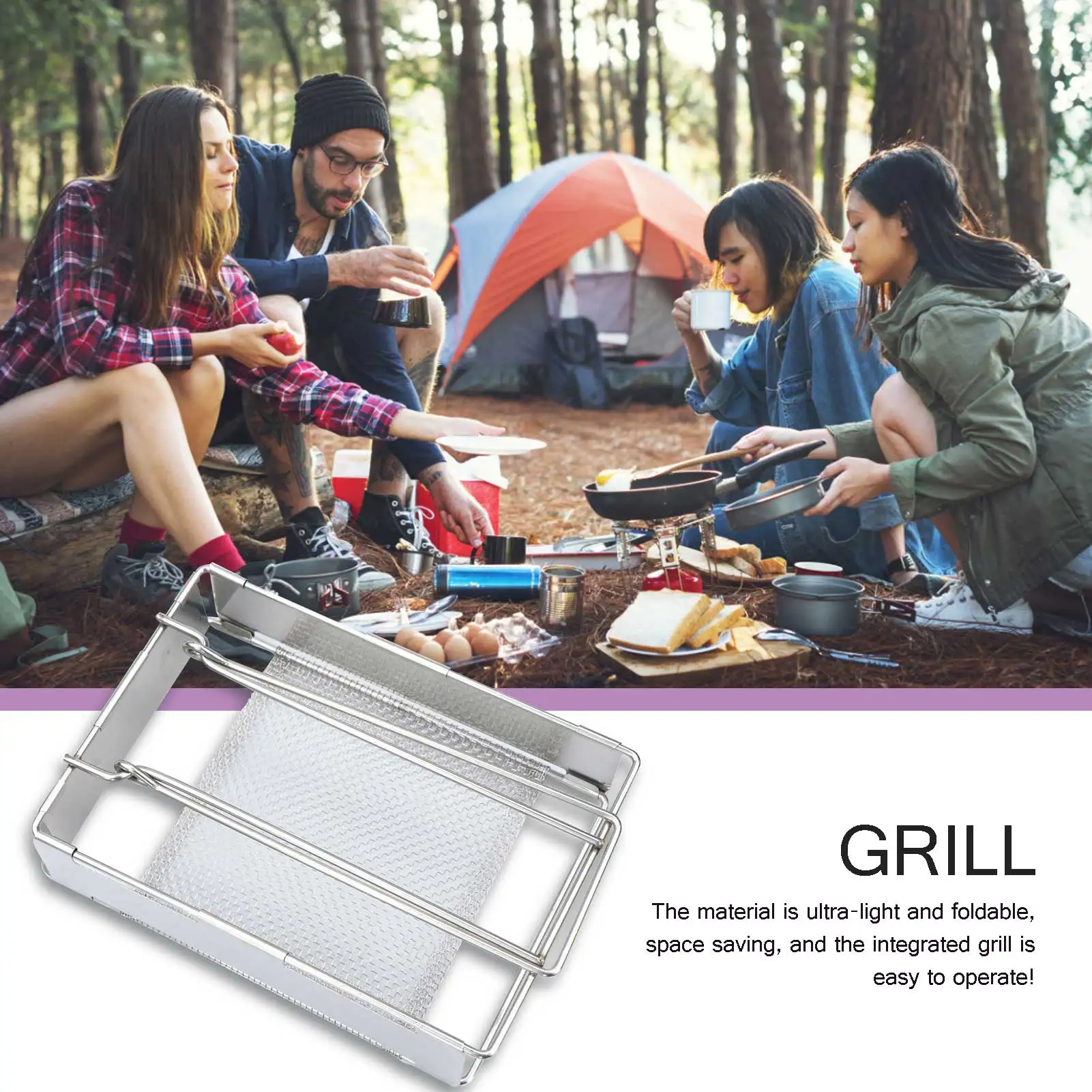 

Bread Mesh Net Grill Foldable Stainless Steel Hiking Bread Plate Burner Camping Stove Gas Strong Cookware Supplies Fire