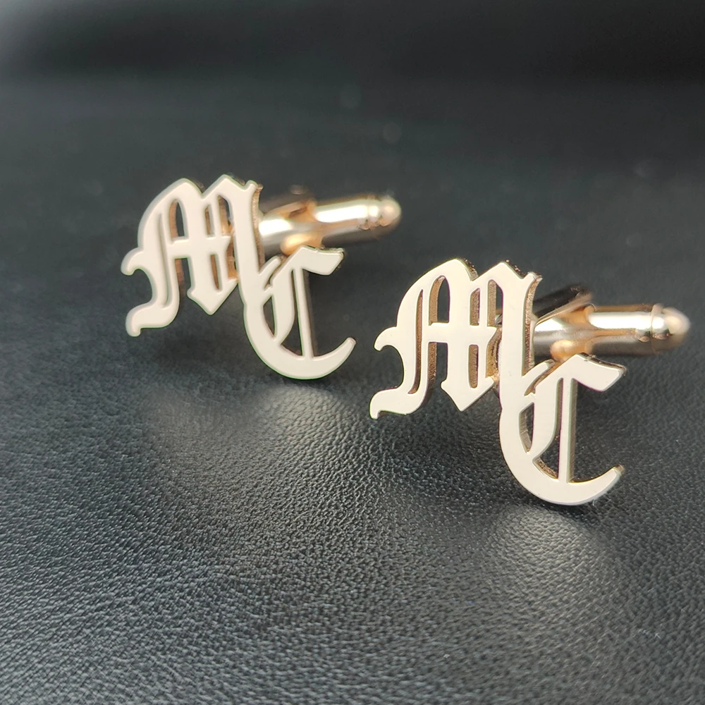 

Custom Name Initials Cufflinks Men Personalized Stainless Steel Letters Cuff link Boyfriend Shirt Cufflinks Jewelry Gift