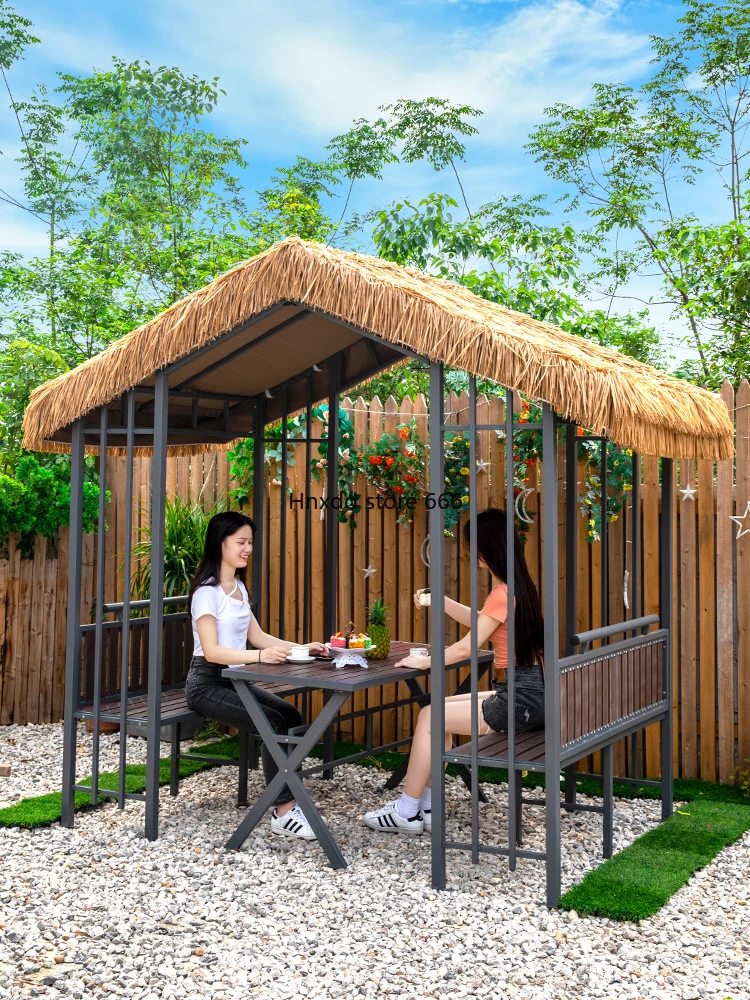 Уличная беседка аграрное оформление соломенный павильон наружный тент