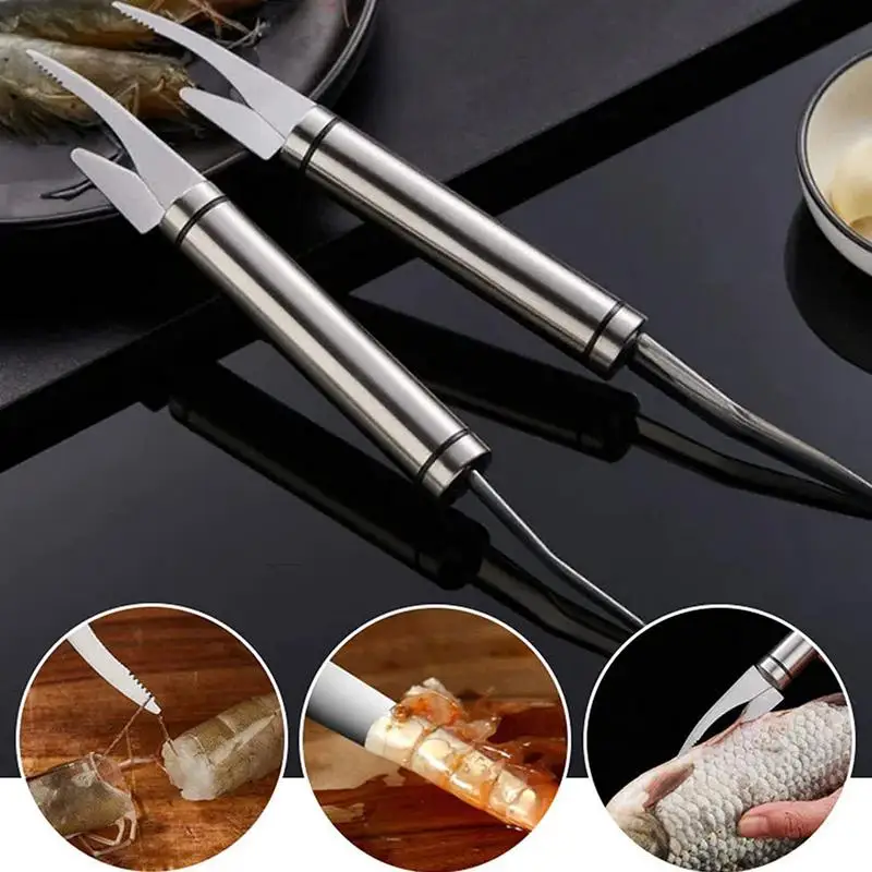 

Stainless Steel Shrimp Opener Shrimp Line Remover Fish Scale Peeler Cleanning Tool Multipurpose Shrimp Line Knife Kitchen Gadget