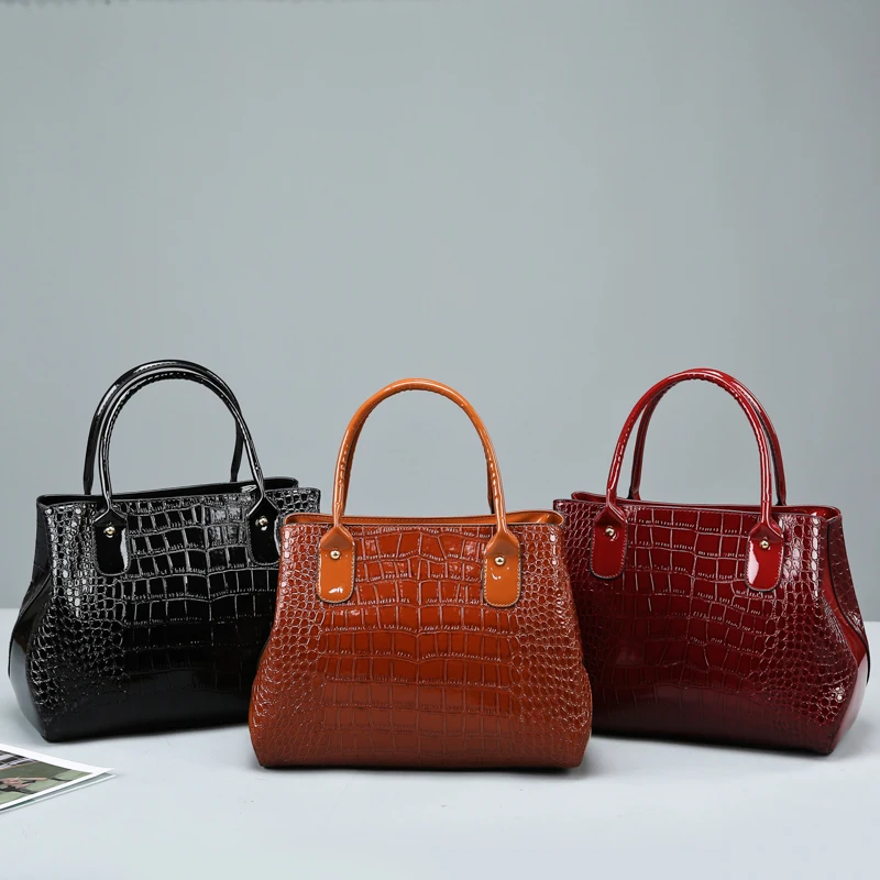 Retro, Lady, Handbag, crocodile design, ladies bag, leather, business bag, ladies luxury bag, delicate, one-shoulder bag