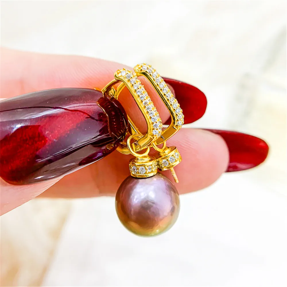 S925 Sterling Silver Pearl Beads Stud Earrings Setting Base Diy Jewelry Making Findings&Components