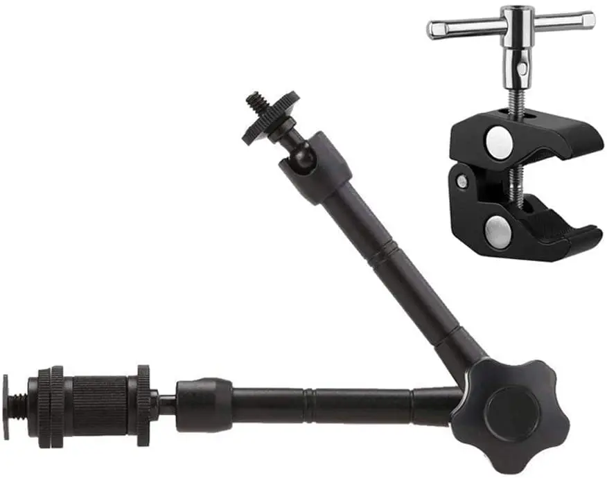 

11inch Adjustable Articulating Frction Magic Arm + Large Super Clamp Mount for Flash Lights,Microphones,DJI Osmo