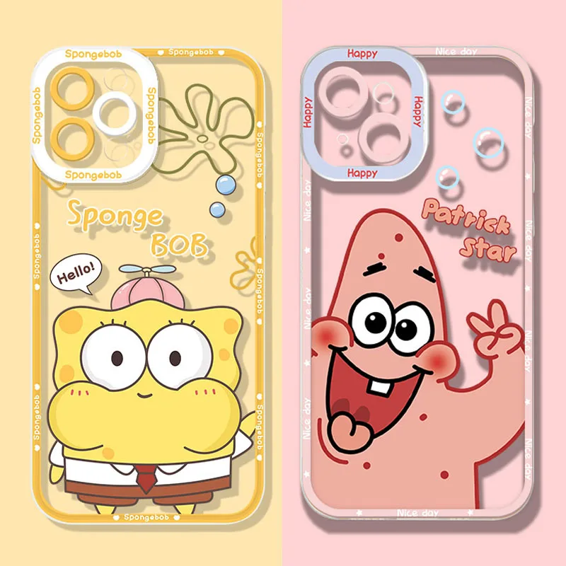 

SpongeBob Patrick Star Soft Silicone Case for iPhone 14 Pro Max 13 12 Mini 11 Pro XR XS X 8 7 6 6S Plus SE 2020 Clear Back Cover