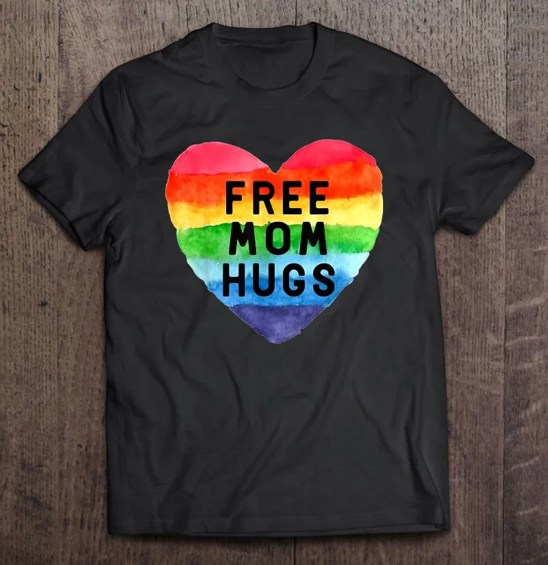 

Футболка с надписью «Mom Hugs», свободная футболка с надписью «Mom Hugs» лгбtqia, Хлопковая мужская футболка с собственным дизайном, футболка оверса...