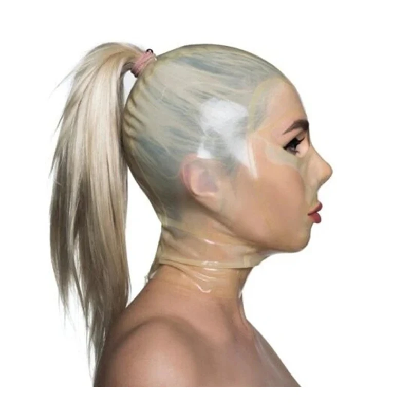 Прозрачные латексные капюшоны сексуальная Фетиш-маска на всю голову резиновая