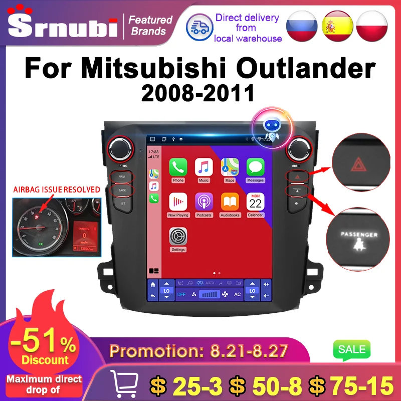For Mitsubishi Outlander Xi2 2008-2011 Multimedia Video 2din 4g Wifi Carplay Gps 9 Inch Head Unit
