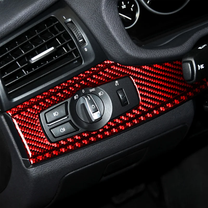 

For BMW X3 F25 2011-2017 X4 F26 2014-2017 Car Headlight Switch Panel Cover Trim Carbon Fiber Sticker Interior Accessories