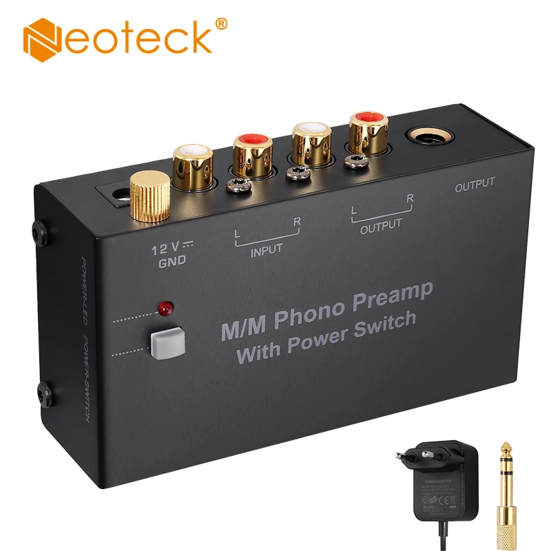 Neoteck M/M Phono Preamp с выключателем питания преусилитель проигрыватель preamp RCA вход