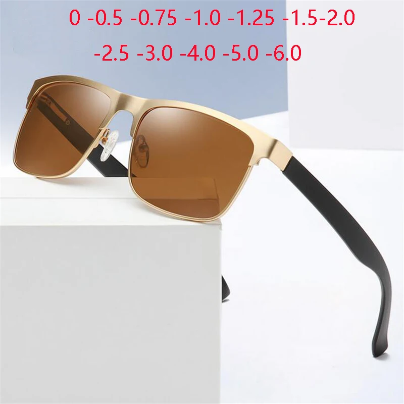 

Metal TR90 Myopia Lens Square Prescription Sunglasses Men Polarized Spring Leg Nearsighted Spectacle Male 0 -0.5 -0.75 To -6.0