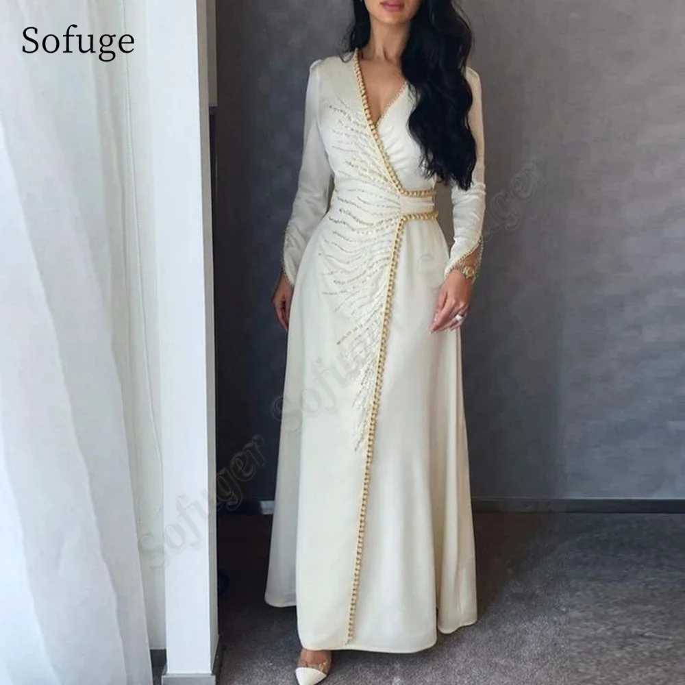 

SOFUGE wd891 Satin Full Sleeve Evening Dresses Long Sequined Arabic Muslim Caftan Formal Prom Robe Soirée Femme Customised