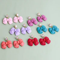 new trendy elegant pink bowknot drop earrings for women girls colorful bow dangle earrings pendant jewelry fashion party gifts