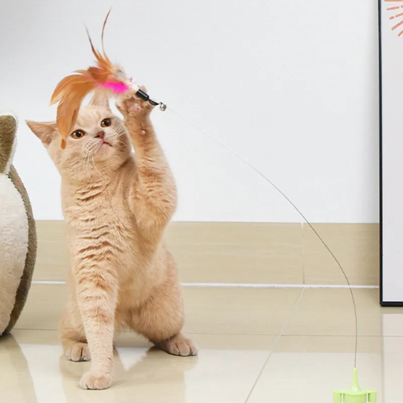 

Cat Toy Self Hi Feather Toys for Cats Tease Funny Cat Toys Interactive Steel Wire Cats Toy with Sucker Cup Stick Pet Products