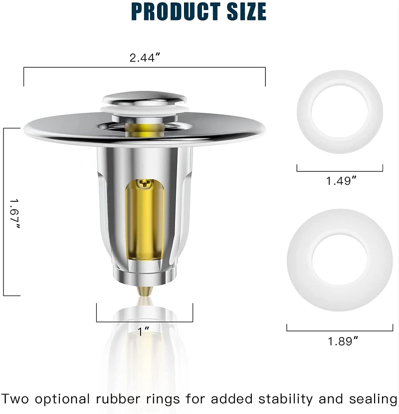 

Stainless Steel Pop-up Drain Bounce Core Basin Drain Filter Hair Catcher Deodorant Bathtub Plug Bathroom Hardware Accessories