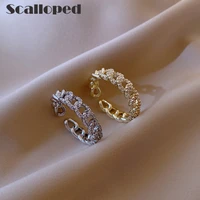 scalloped luxury twist gold adjustable ring for women fashion braided chain design wedding party finger rings statement jewelry