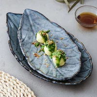 creative ceramic leaf plate japanese style dish plate sushi plate irregular restaurant dish plate for household use plate set