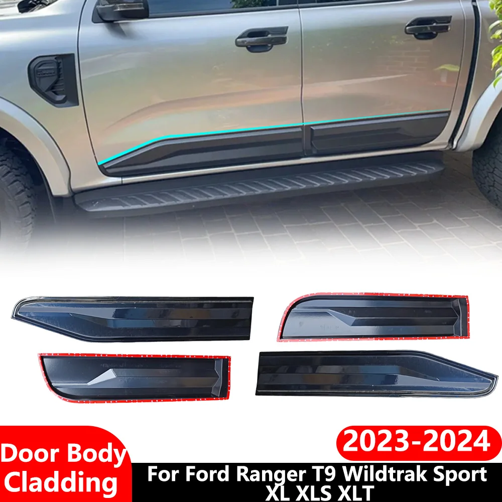 Фото Защитные накладки на кузов для Ford Ranger T9 Wildtrak Sport XL XLS XLT 2023 2024, тонкие боковые накладки на двери, аксессуары для автомобиля №2