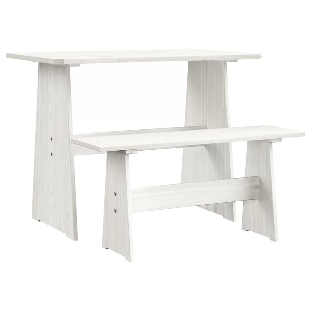 

Dining Table with Bench, Solid Pinewood Kitchen Table , Kitchen Furniture Honey White 100 x 60 x 73 cm