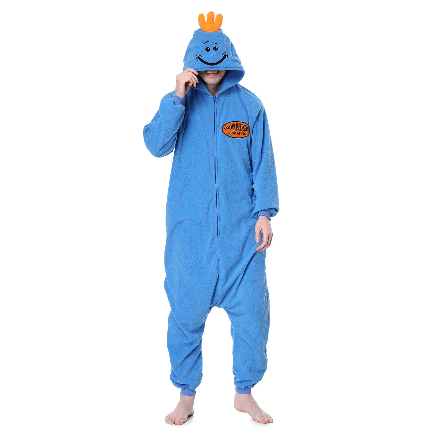 Men's Pajama  Mr Meeseeks Kigurumis Zipper Onesies Funny Outfit Winter Home Jumpsuit Festival Party Suit Adult Unisex