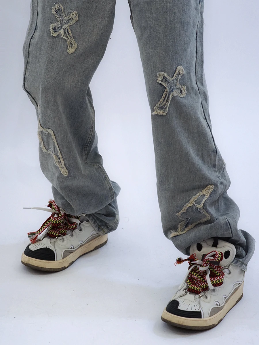 European Men's Jeans Unisex Wide Leg Denim Trousers Loose Straight Men's Jeans Beautiful Men's Jeans Boys Casual Loose Hip Hop