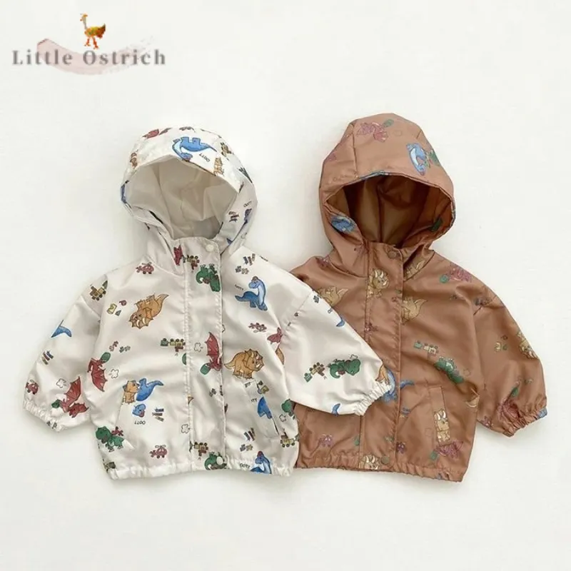 

Newborn Baby Girl Boy Dinosaur Hooded Jacket Spring Infant Toddler Child Long Sleeve Coat Zipper Outwear Baby Clothes 9M-5Y